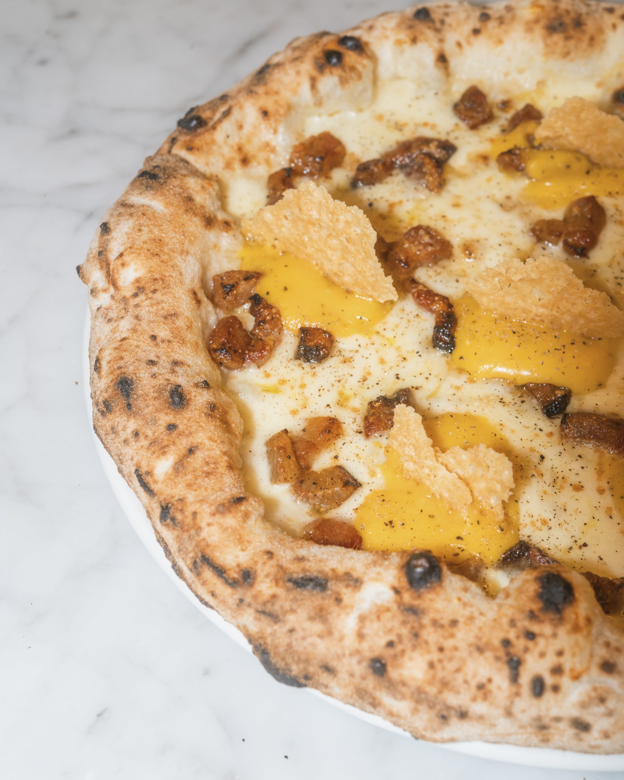 Our Carbonara Pizza with Cooking with Bello